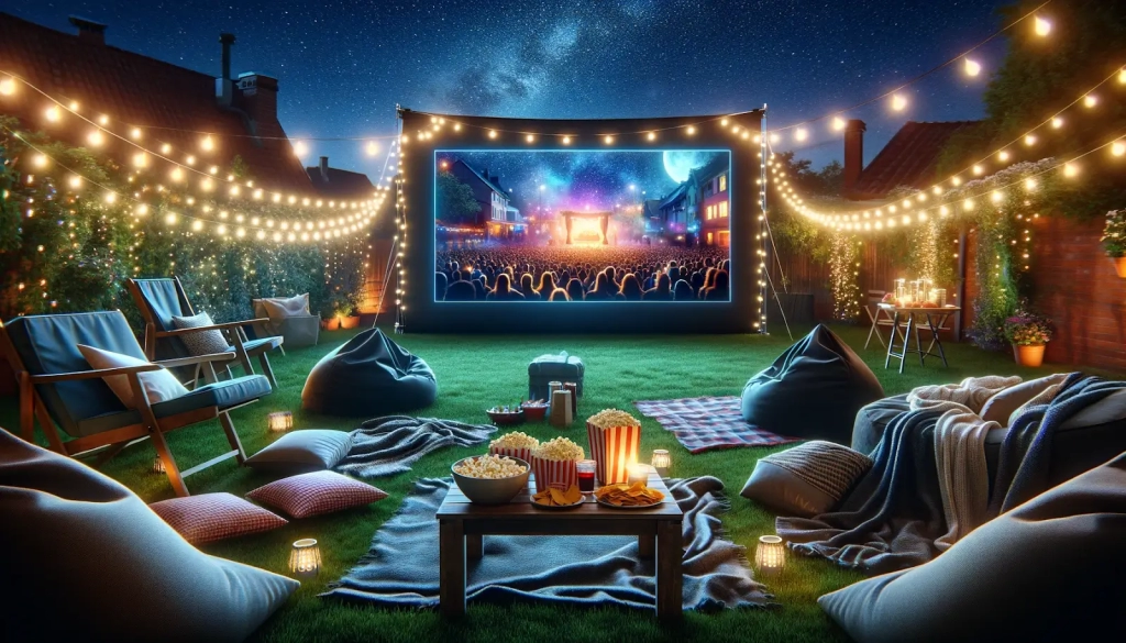 Outdoor Cinema Setup in penthouse